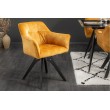  Chaise design pivotante LOFT jaune moutarde velours style rétro avec surpiqûres décoratives 
