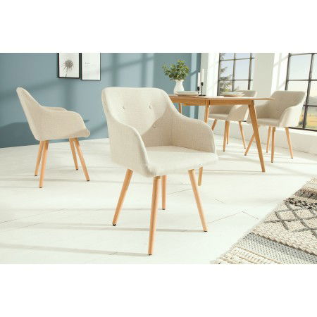  Chaise rétro design SCANDINAVIA MEISTERSTÄCK beige avec...