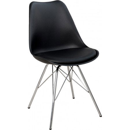 Silla retro SCANDINAVIA MEISTERSTÃCK marco cromado negro