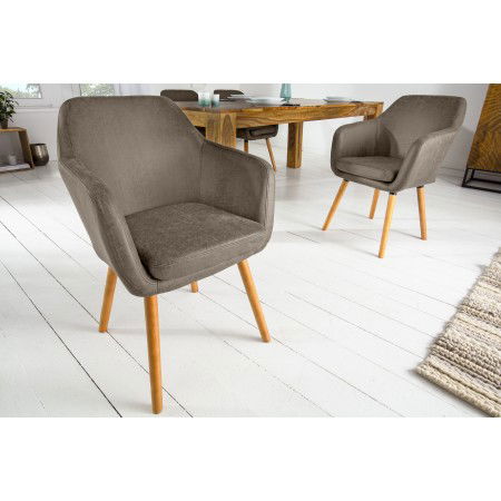  Chaise design avec accoudoirs SUPREME vintage taupe avec...