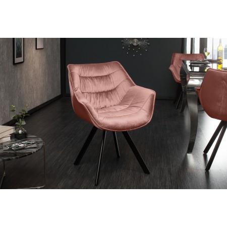  Chaise design THE DUTCH COMFORT vieux rose velours style...