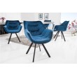  Chaise design THE DUTCH COMFORT bleu velours style rétro avec accoudoirs 