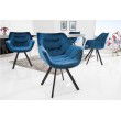  Silla de diseño THE DUTCH COMFORT estilo retro de terciopelo azul con reposabrazos 