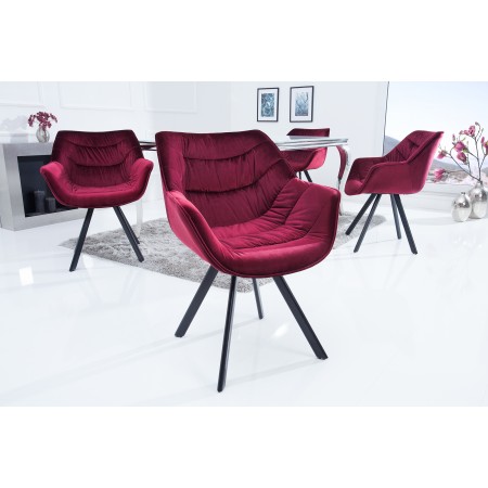 Chaise design THE DUTCH COMFORT rouge velours style...