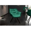  Chaise design THE DUTCH COMFORT vert émeraude velours style rétro avec accoudoirs 
