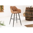 Tabouret de bar TURIN vintage brun avec surpiqûres Chaise de bar avec accoudoirs
