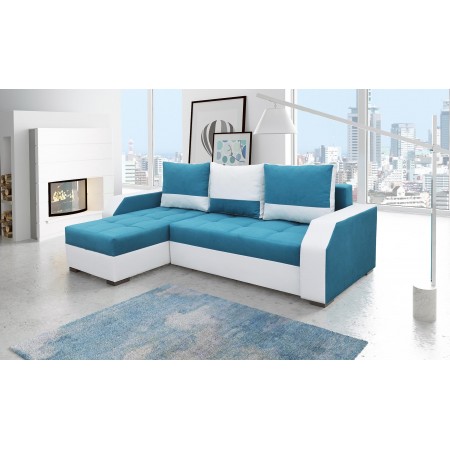 Sofá de esquina reversible de diseño Aris -  Tejido azul...
