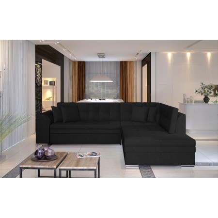 PIERETTA Design-Eckschlafsofa -  Schwarzer Stoff