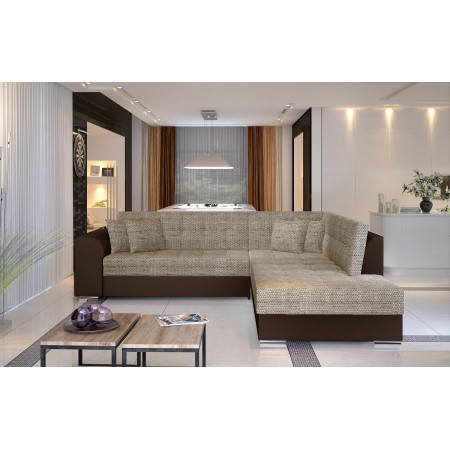 Canapé d'angle convertible design PIERETTA -  Tissu Tabac...