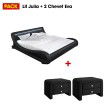 Cama de diseño Julia 160 con 2 mesitas de noche Negro