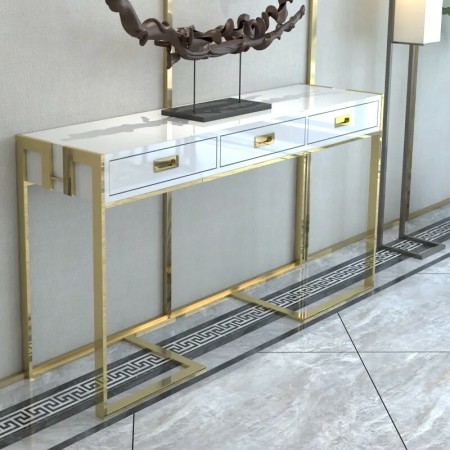 Console pied couleur or avec tiroirs Table de couloir...