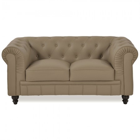 Chesterfield canapé 2 places -  PU Taupe