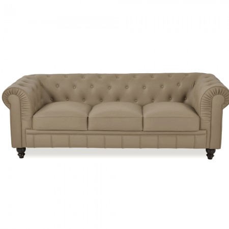 Canapé Chesterfield 3 places -  PU Taupe