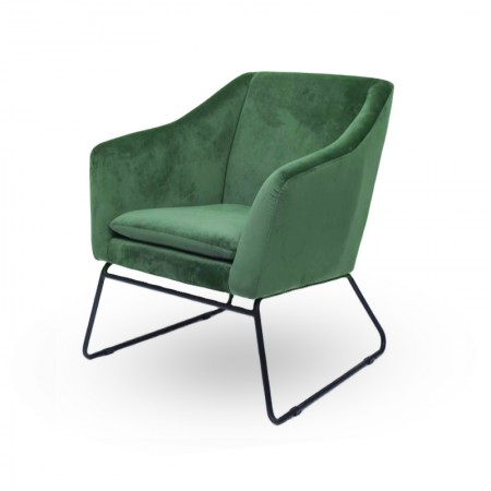 Sessel aus schwarzem Samt und Metall ZADIG -  Grüner Samt