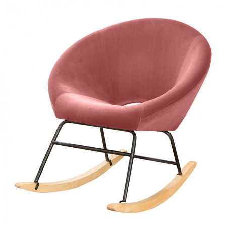 Sedia a dondolo design LISA -  Velluto rosa 