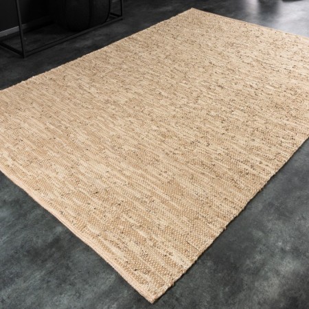  Echtleder Teppich PURE 230x160cm beige aus Leder und Hanf 