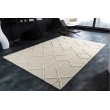 Handgewebter Kurzflor Teppich ABSTRACT 230x160cm elfenbein aus Wolle 