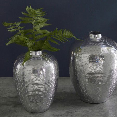  Elegantes Vasen 2er Set ORIENTAL 32cm silber im Rice...