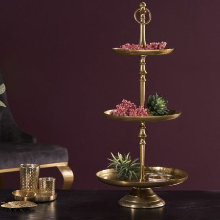 Elegante Etagere ORIENT 65cm gold im Wild Hammerschlag...