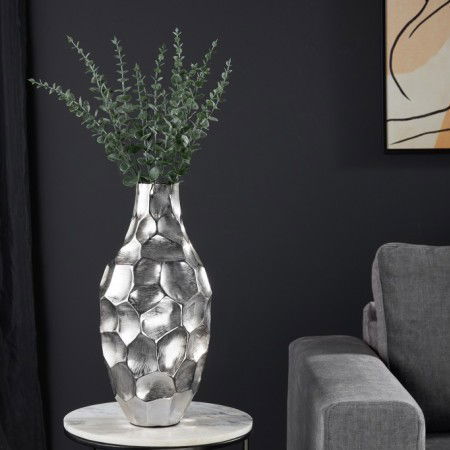  Elegante Vase ORGANIC ORIENT 45cm silber Hammerschlag...