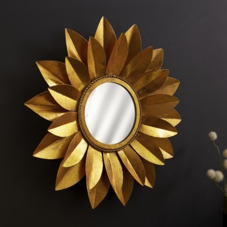  Eleganter Spiegel SUNFLOWER 60cm gold rund Wandspiegel...