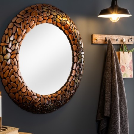  Miroir artisanal STONE MOSAIC 82cm cuivre aspect mosaïque 