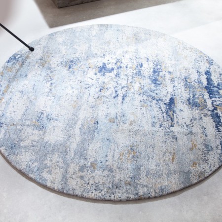  Vintage Teppich MODERN ART 150cm blau verwaschen rund...