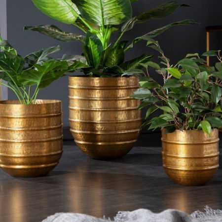  Edles 3er Set Blumen Ãbertopf ORIENT gold Vasen im Grid...