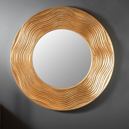  Eleganter Wandspiegel CIRCLE 100cm gold rund mit...