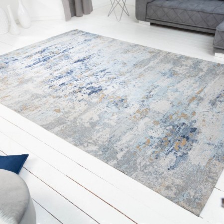 Design Teppich ABSTRAKT 350x240m grau blau Baumwolle