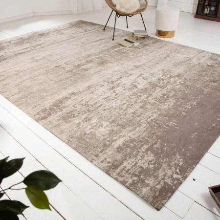 Vintage Baumwoll-Teppich MODERN ART 350x240cm beige-grau...