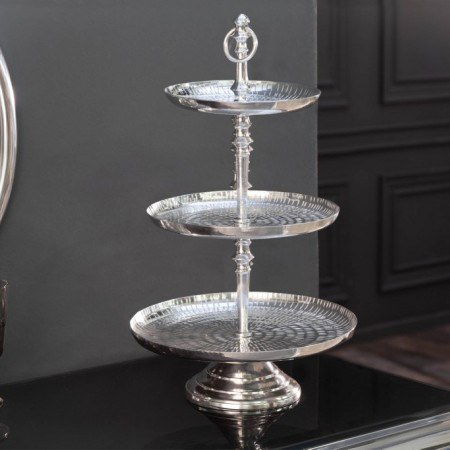 Elegante Etagere ORIENT 50cm silber im Rice Hammerschlag...