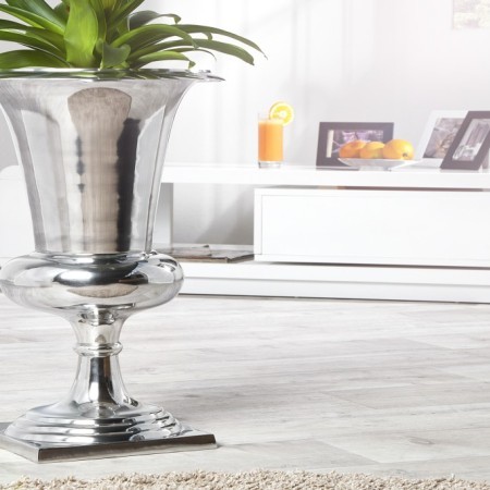  Vase design GOAL 75cm argent plantes trophée aluminium 