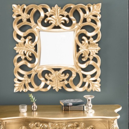  Eleganter Wandspiegel VENICE 75x75cm gold antik Barockstil 