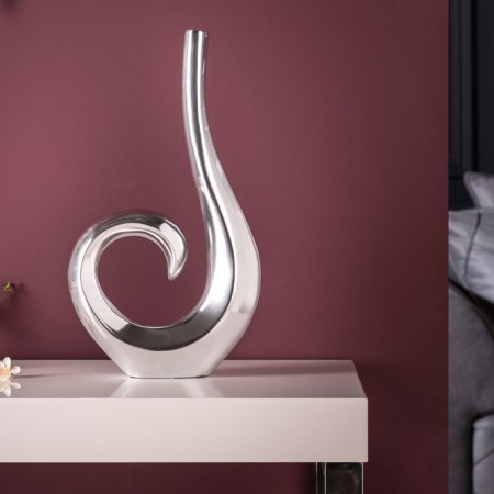 Moderne Vase WAVE 48cm silber Aluminium poliert Dekoration