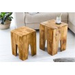 Table d'appoint massive set de 2 JUNGLE 35cm naturel bois de mangue Table basse