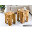 Massives Beistelltisch 2er Set JUNGLE 35cm natur Mangoholz Couchtisch