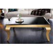 Elégante table basse MODERN BAROCK 100cm noir verre opalin pieds dorés