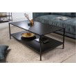 Industrial Table basse SLIM LINE 120cm frêne noir avec deux étagères