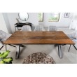 Table de salle à manger massive BARRACUDA 180cm bois recyclé avec piétement en X flexible