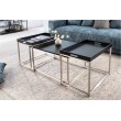 Table basse moderne set de 3 ELEMENTS 75cm noir acier plateau amovible