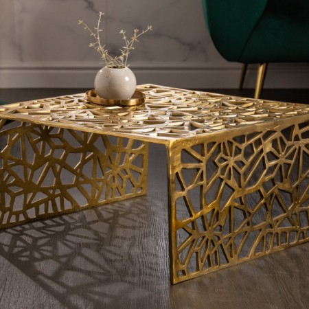 Table basse artisanale ABSTRACT 60cm alu doré au design Gap