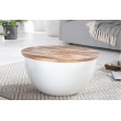 Table basse INDUSTRIAL rangement 60cm blanche en bois de mangue
