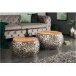 Handgearbeitetes 2er Set Couchtisch STONE MOSAIC 65cm silber Akazienholz Mosaik Optik