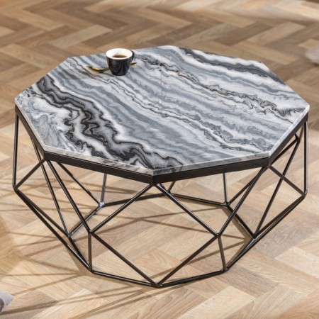 Elégante table basse DIAMOND 70cm grise noire avec...