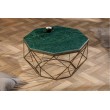 Table basse élégante DIAMOND 70cm vert laiton avec plateau en marbre