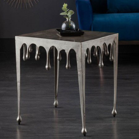 Extravaganter Couchtisch LIQUID LINE L 46cm silber...