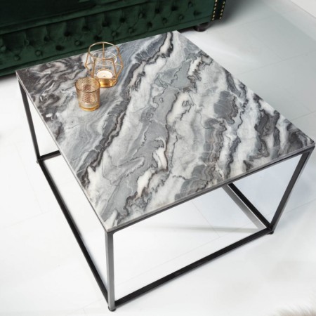 Elégante table basse ELEMENTS 50cm grise avec plateau en...
