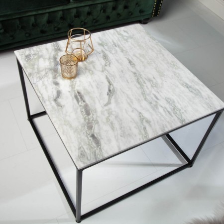 Elégante table basse ELEMENTS 50cm blanche avec plateau...