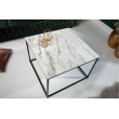 Elégante table basse ELEMENTS 50cm blanche avec plateau en marbre poli